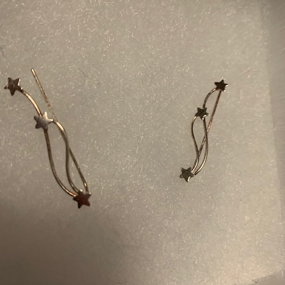 Silver star ear climbers